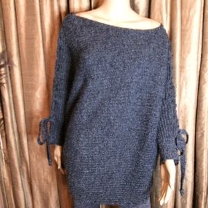 Haute Fox Wide Neck Sweater w/Lace Up Sleeves 3X